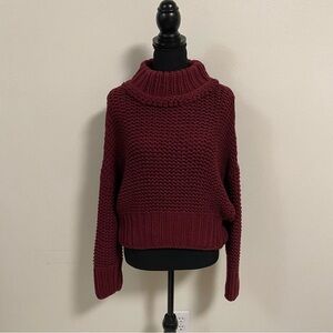 Free People Sweater Women’s Size Small Maroon My Only Sunshine Chunky Sweater